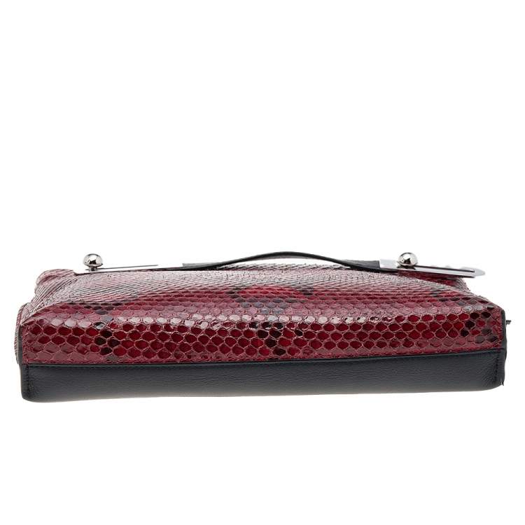 Pre Owned Loewe Black/Red Leather and Python Missy Crossbody Bag