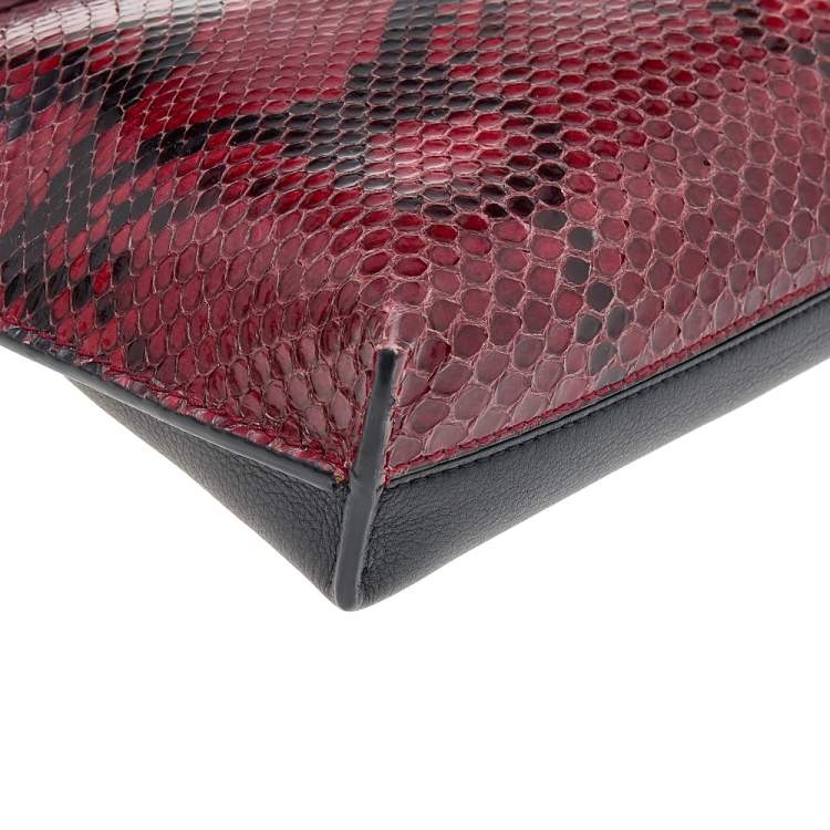 Pre Owned Loewe Black/Red Leather and Python Missy Crossbody Bag