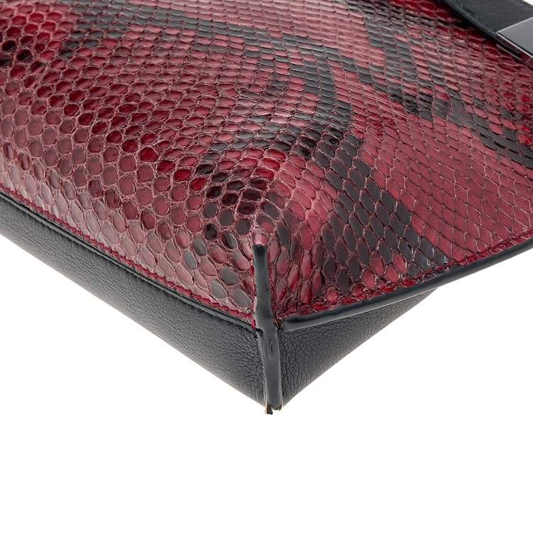 Pre Owned Loewe Black/Red Leather and Python Missy Crossbody Bag