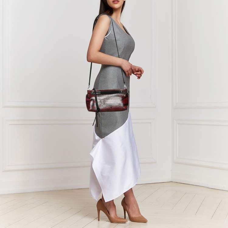 Pre Owned Loewe Black/Red Leather and Python Missy Crossbody Bag