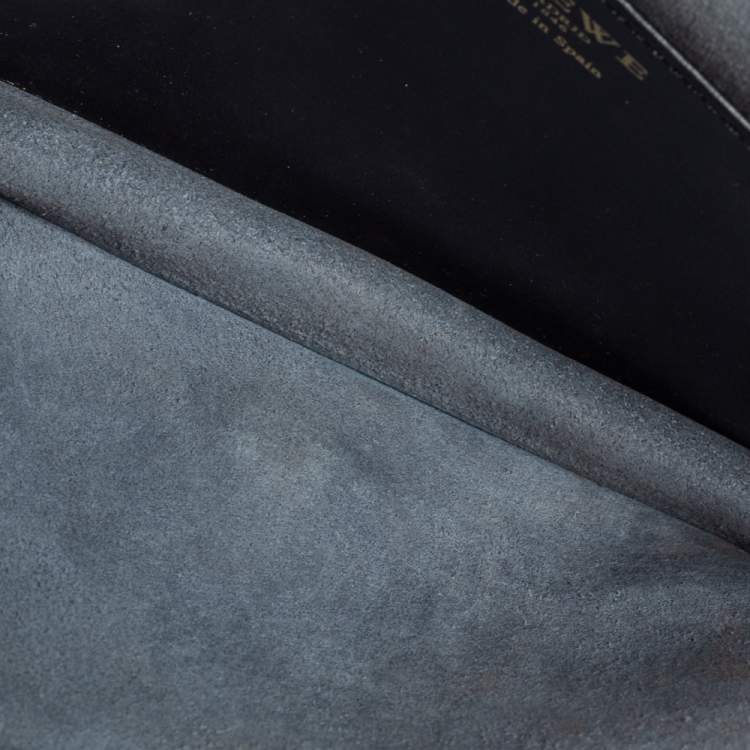 Pre Owned Loewe Black/Blue Leather Flap Shoulder Bag