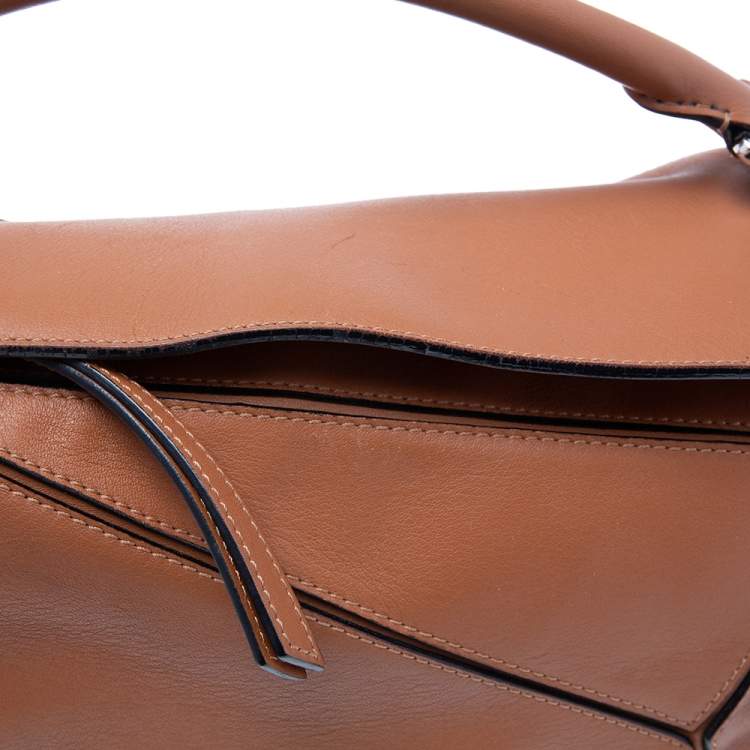 مملوكة مسبقًا Loewe Brown Leather Small Puzzle Shoulder Bag