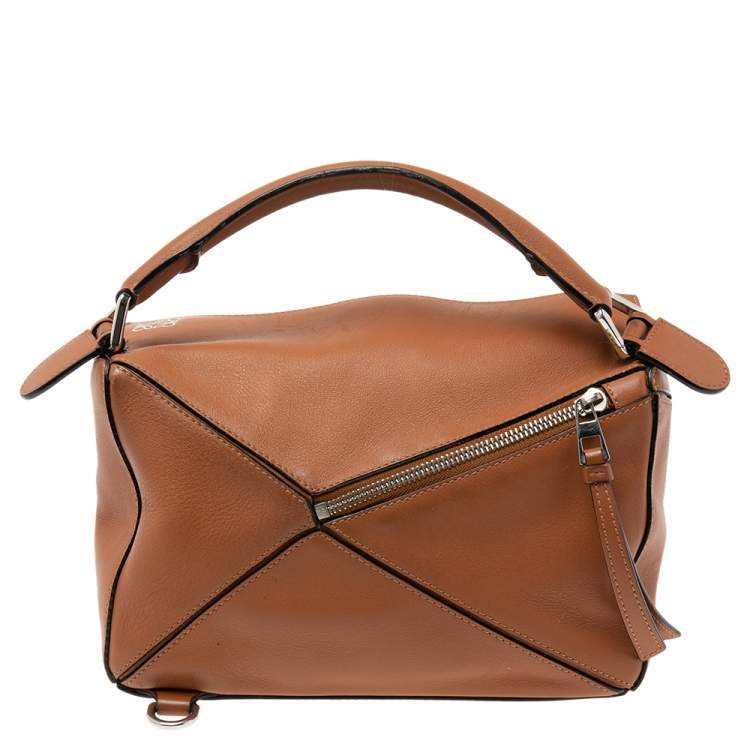 مملوكة مسبقًا Loewe Brown Leather Small Puzzle Shoulder Bag