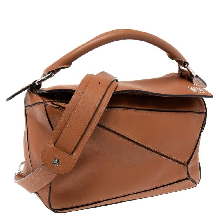 مملوكة مسبقًا Loewe Brown Leather Small Puzzle Shoulder Bag