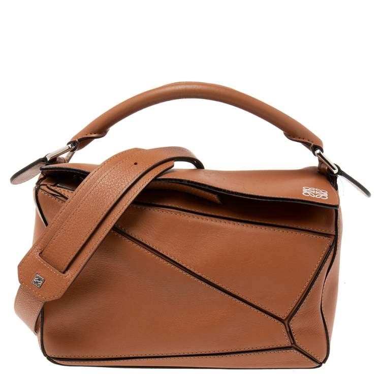 مملوكة مسبقًا Loewe Brown Leather Small Puzzle Shoulder Bag