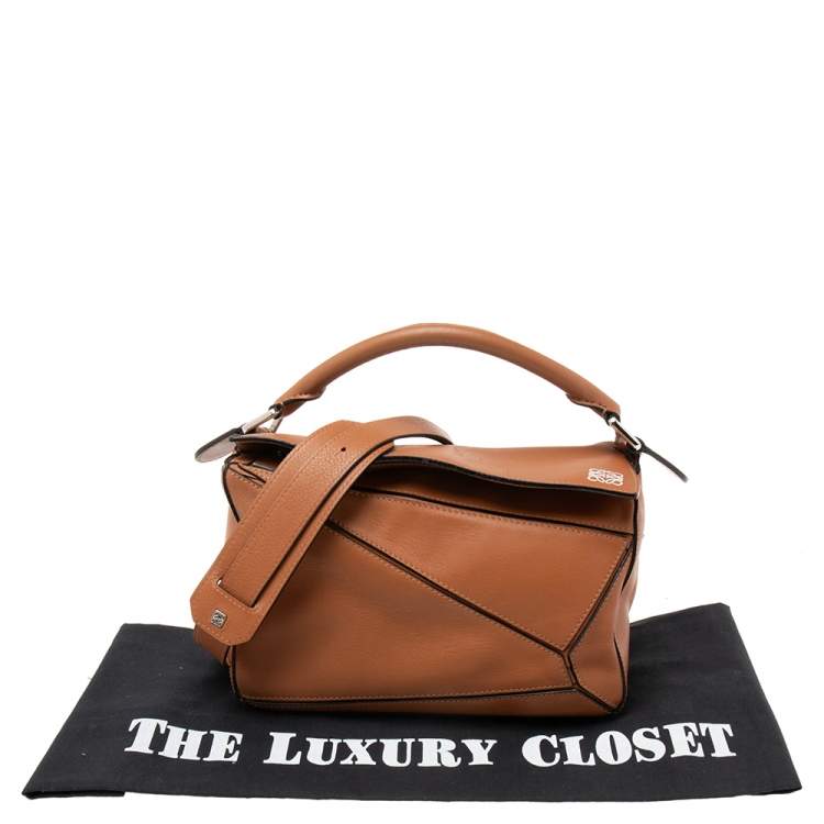 مملوكة مسبقًا Loewe Brown Leather Small Puzzle Shoulder Bag