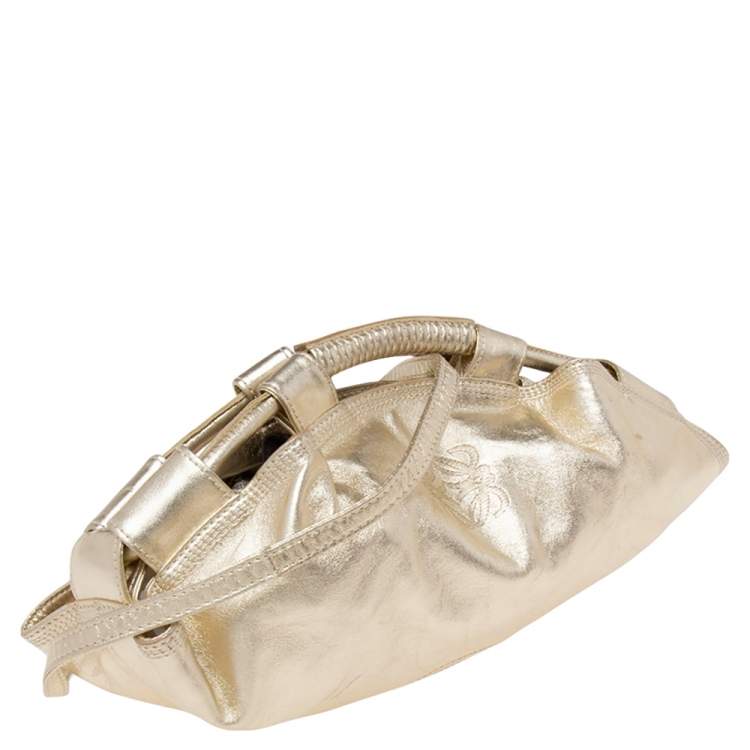 Pre Owned Loewe Pale Gold Leather Aire Crossbody Bag