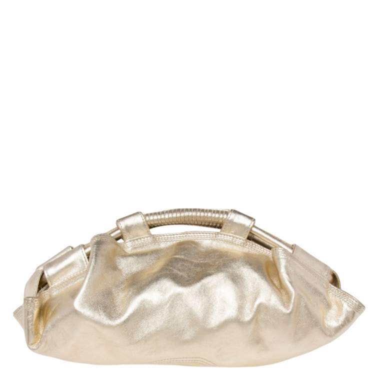 Pre Owned Loewe Pale Gold Leather Aire Crossbody Bag