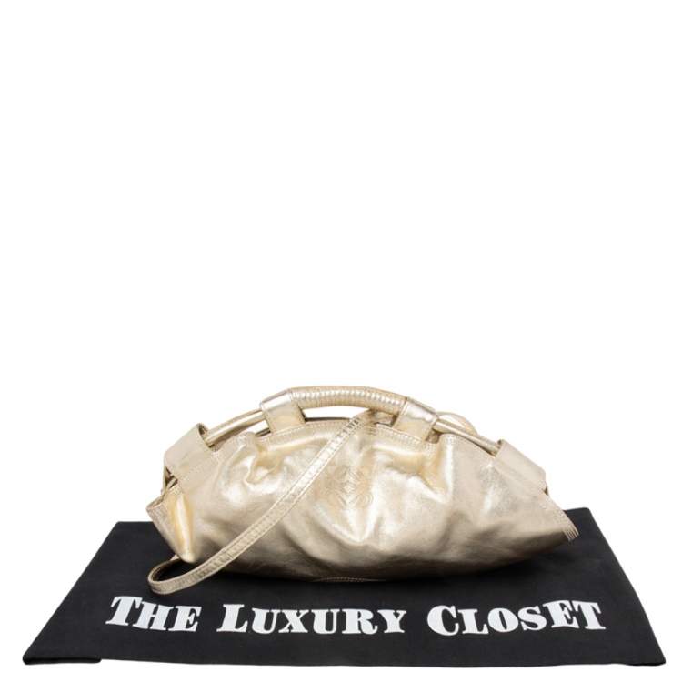 Pre Owned Loewe Pale Gold Leather Aire Crossbody Bag