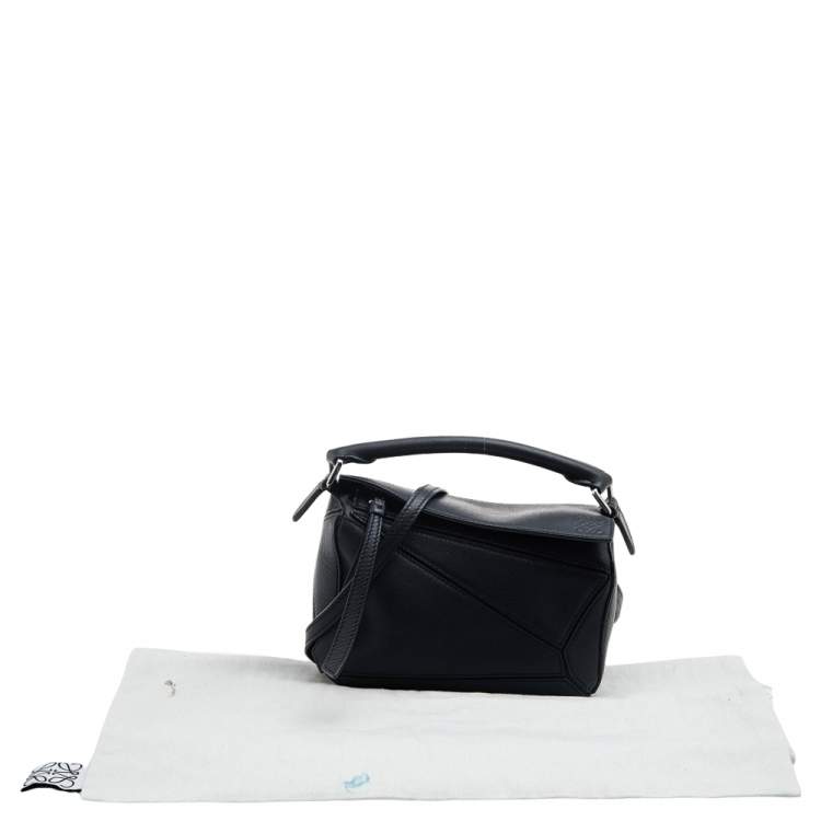 Pre Owned Loewe Black Leather Mini Puzzle Shoulder Bag