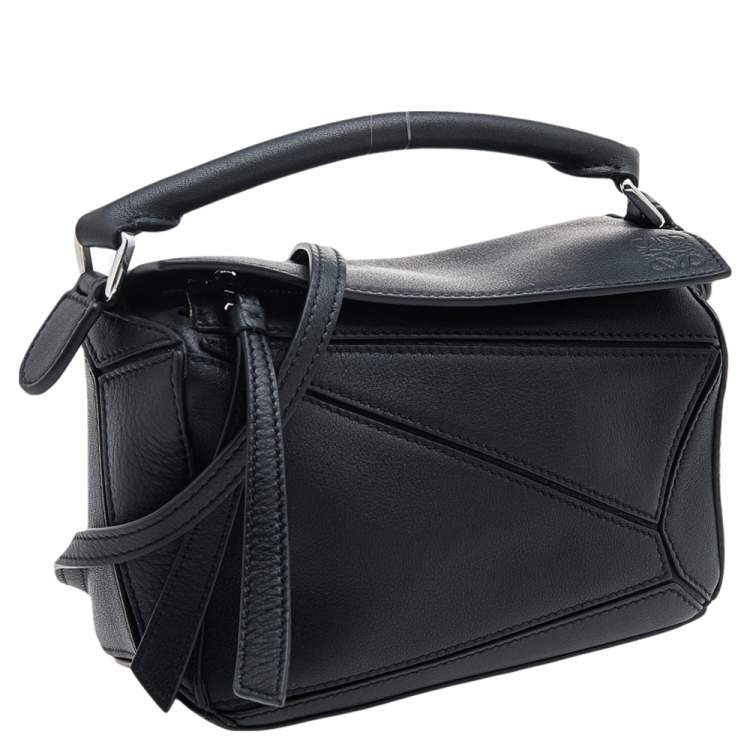 Pre Owned Loewe Black Leather Mini Puzzle Shoulder Bag