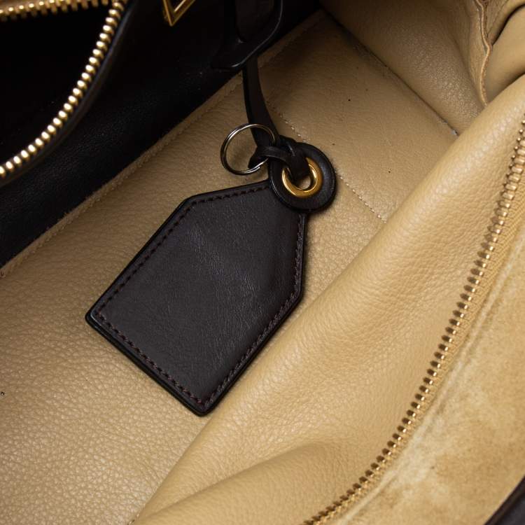 Pre Owned Loewe Cream/Dark Brown Suede and Leather Amazona 28 Bag