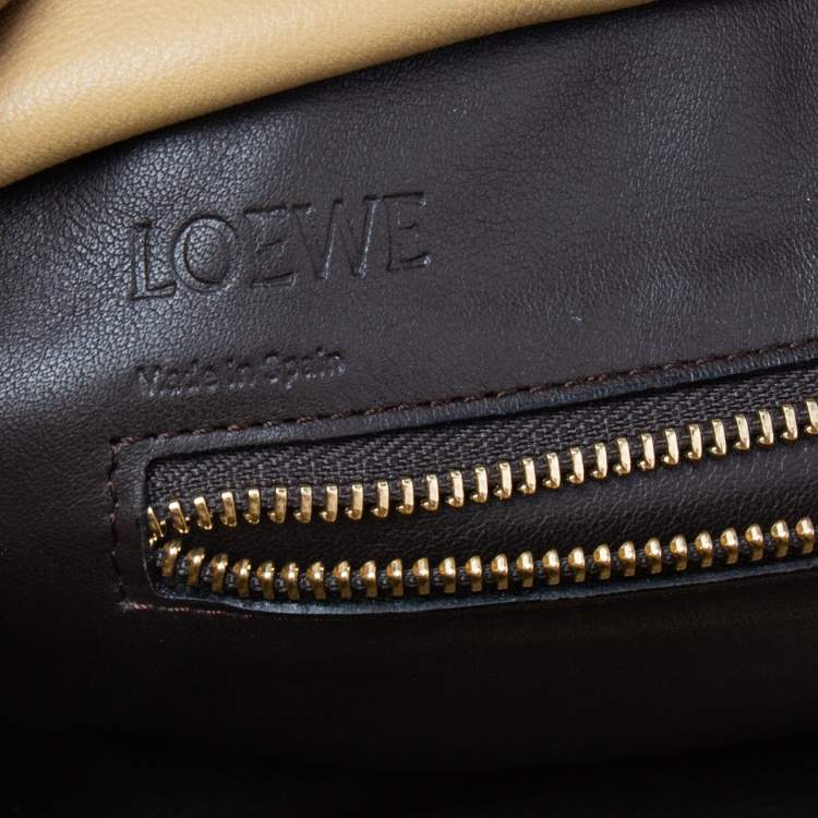 Pre Owned Loewe Cream/Dark Brown Suede and Leather Amazona 28 Bag