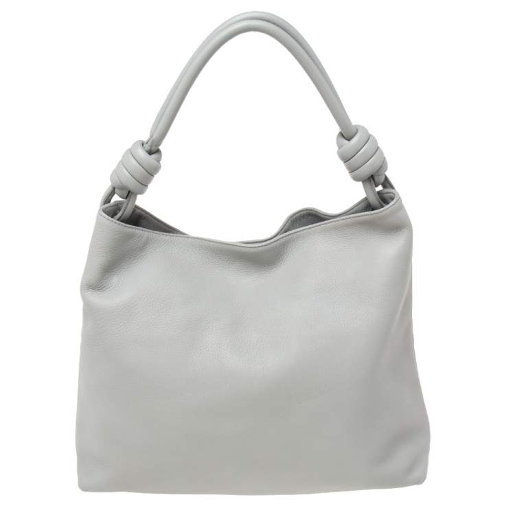 Pre Owned Loewe Grey Leather Flamenco Knot Hobo