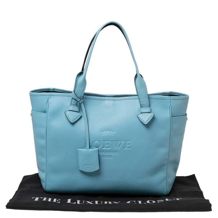 Pre Owned Loewe Blue Leather Heritage Tote