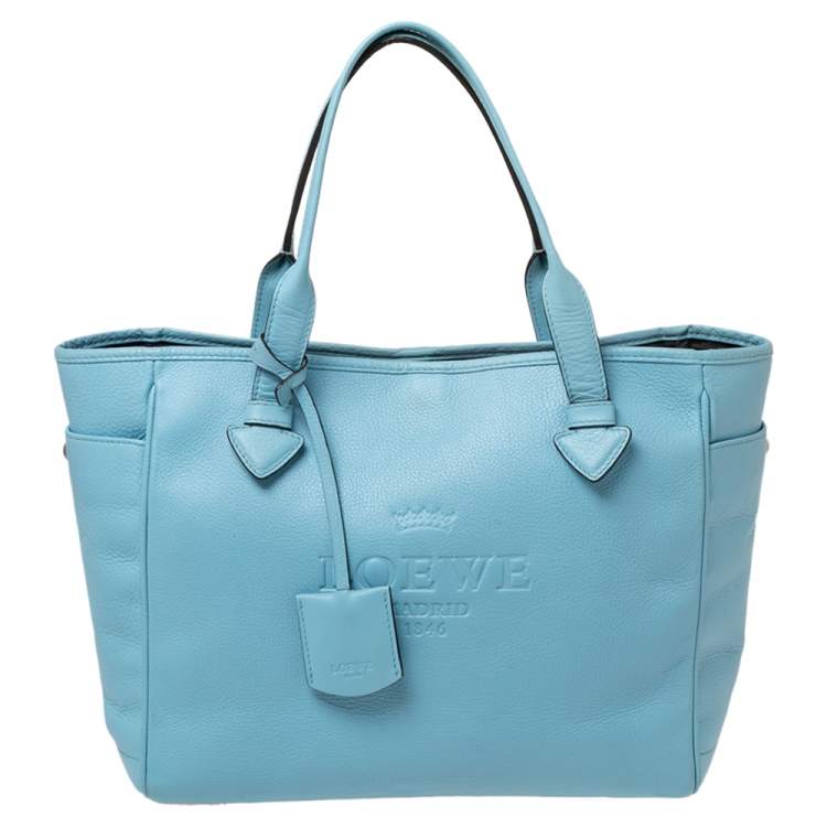 Pre Owned Loewe Blue Leather Heritage Tote