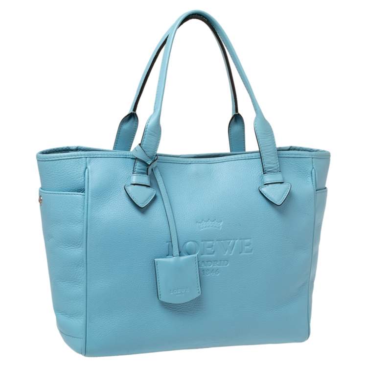 Pre Owned Loewe Blue Leather Heritage Tote