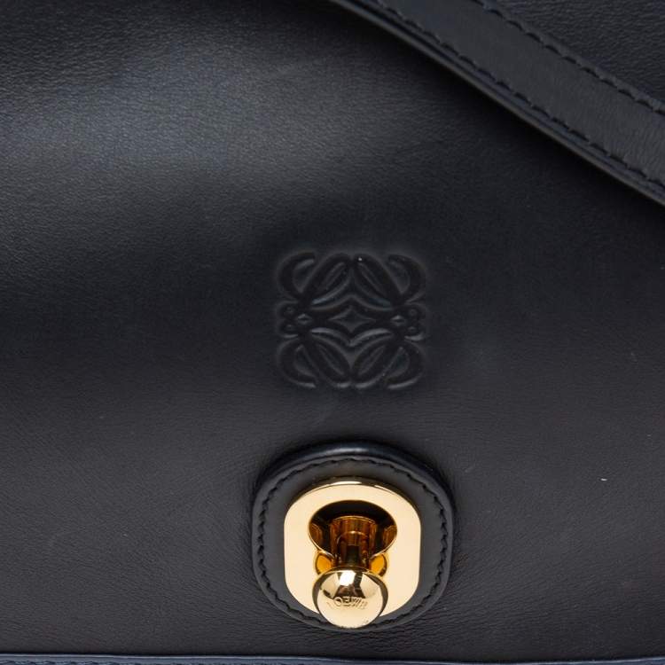 Pre Owned Loewe Black/Blue Leather Ines Shoulder Bag