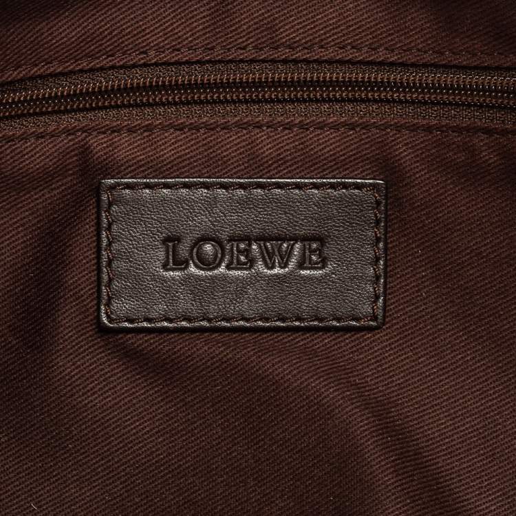 Pre Owned Loewe Brown/Dark Red Suede And Leather Satchel