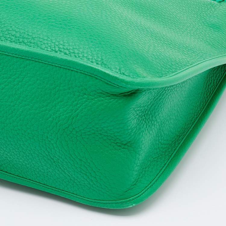 Pre Owned Loewe Green Leather and LIzard Detail Shoulder Bag