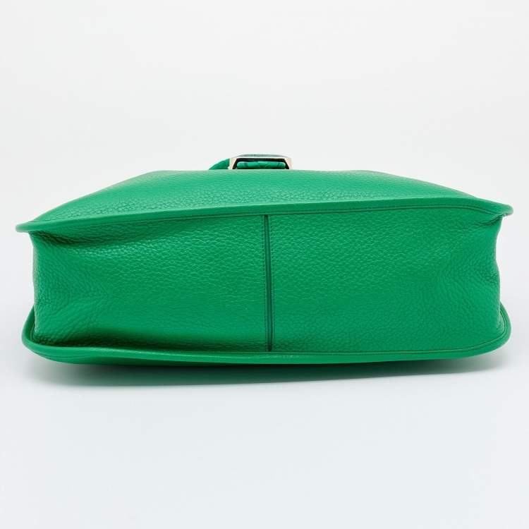 Pre Owned Loewe Green Leather and LIzard Detail Shoulder Bag