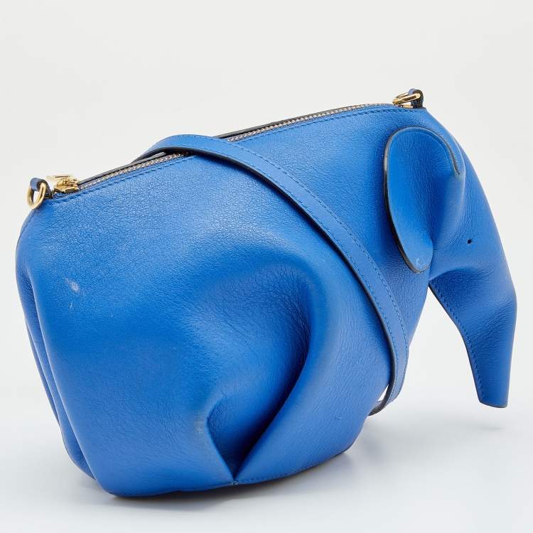 Pre Owned Loewe Blue Leather Elephant Shoulder Bag
