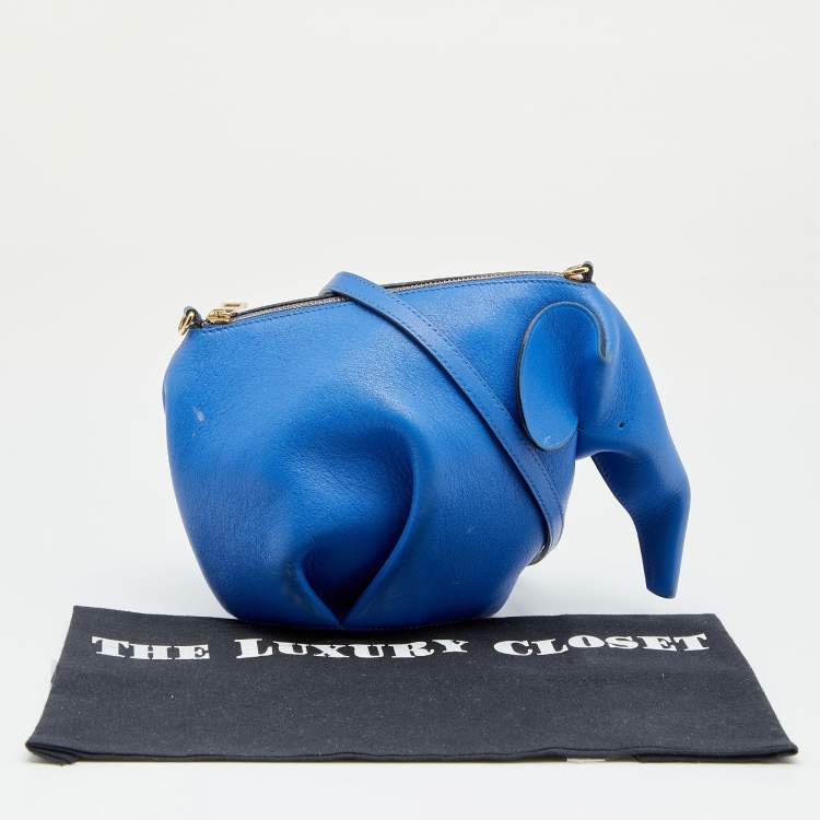 Pre Owned Loewe Blue Leather Elephant Shoulder Bag