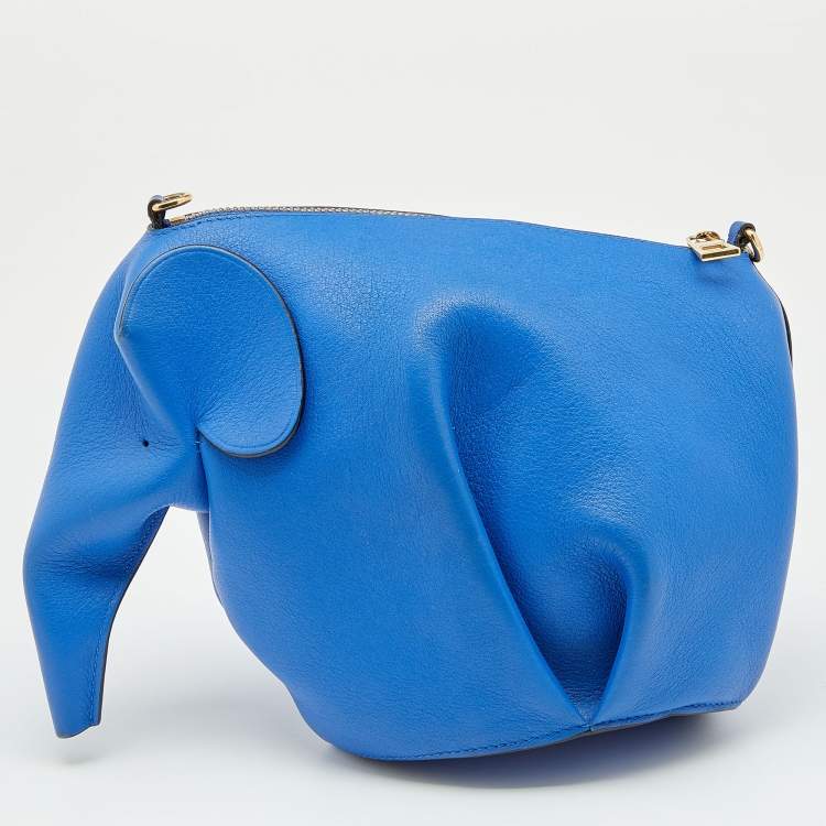 Pre Owned Loewe Blue Leather Elephant Shoulder Bag