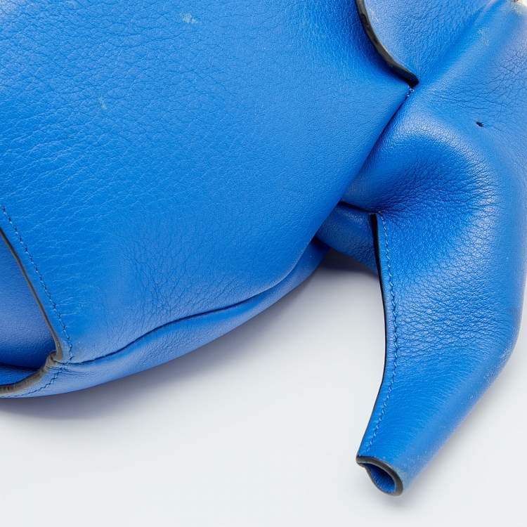 Pre Owned Loewe Blue Leather Elephant Shoulder Bag