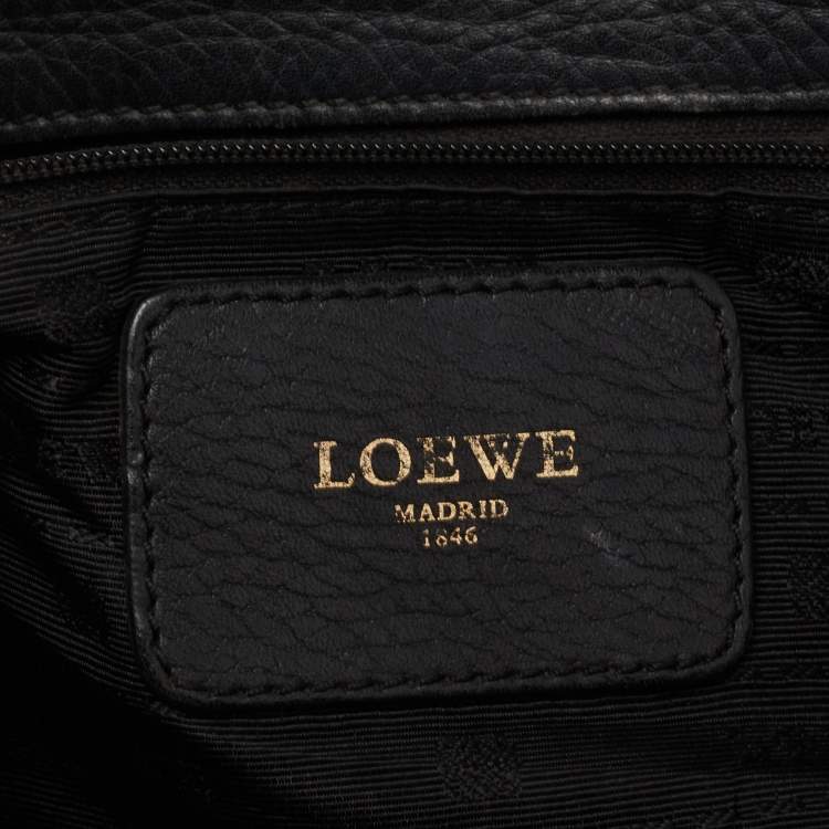 Pre Owned Loewe Black Leather Boston Bag