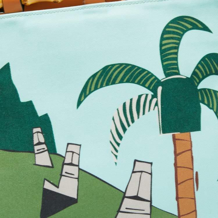 Pre Owned Loewe Multicolor Canvas Ken Price Easter Island Bamboo Tote