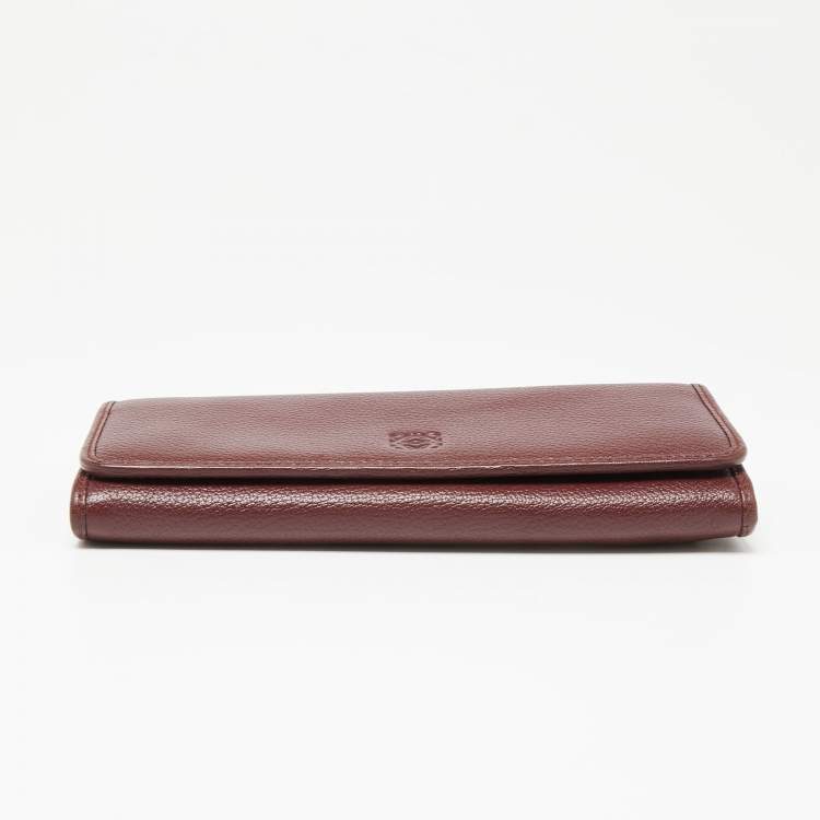 مملوكة مسبقًا Loewe Bordeaux Leather Flap Continental Wallet