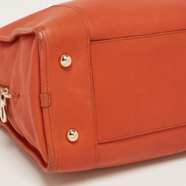 Pre Owned Loewe Orange Leather Amazona Satchel