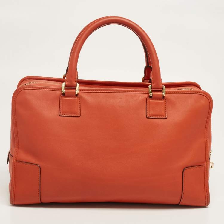 Pre Owned Loewe Orange Leather Amazona Satchel