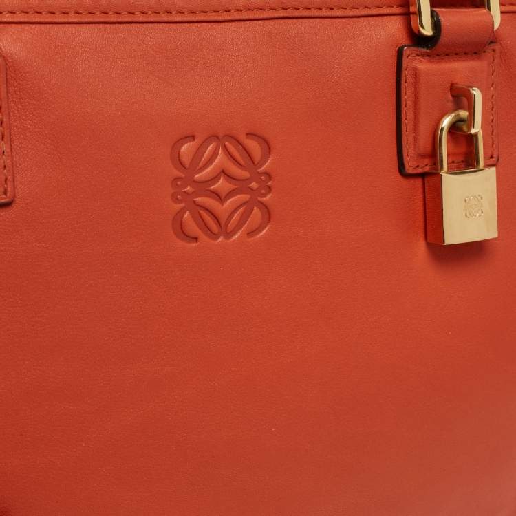 Pre Owned Loewe Orange Leather Amazona Satchel