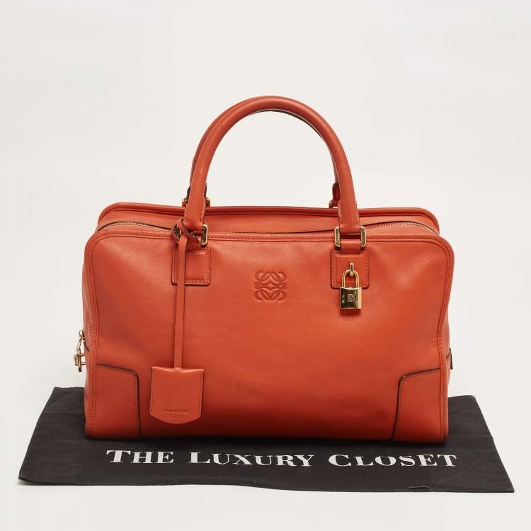 Pre Owned Loewe Orange Leather Amazona Satchel