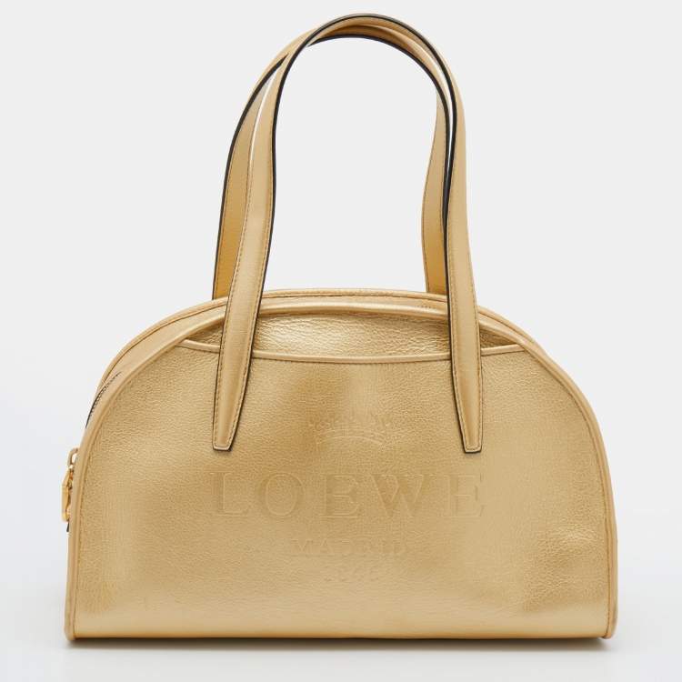Pre Owned Loewe Metallic Gold Leather Satchel