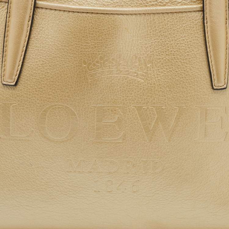Pre Owned Loewe Metallic Gold Leather Satchel