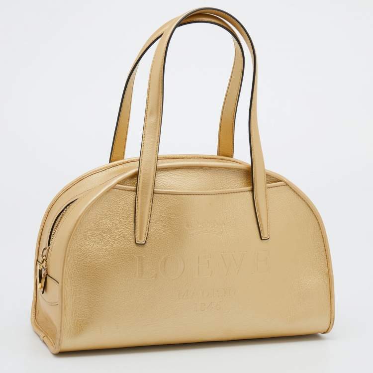 Pre Owned Loewe Metallic Gold Leather Satchel