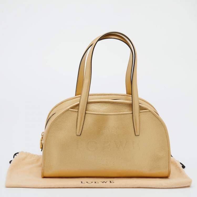 Pre Owned Loewe Metallic Gold Leather Satchel