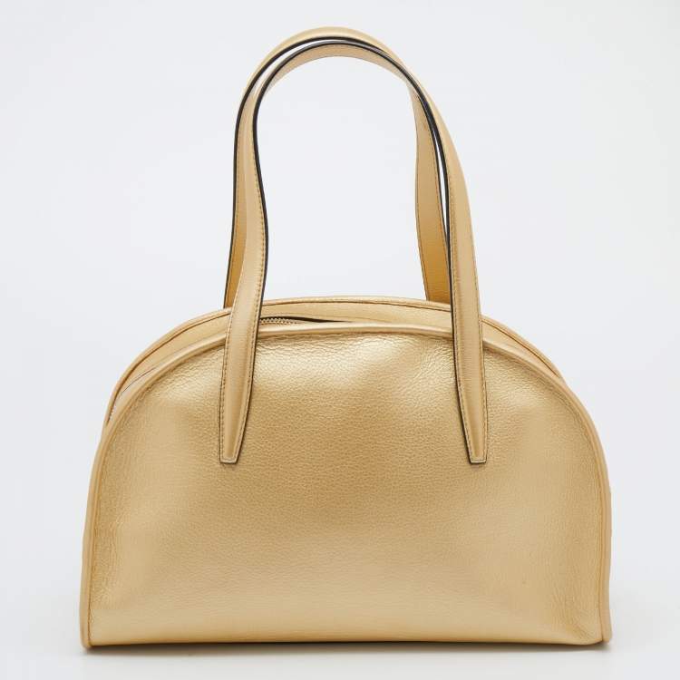 Pre Owned Loewe Metallic Gold Leather Satchel