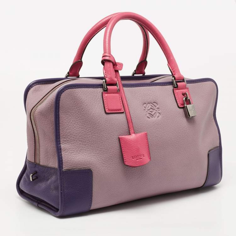 Pre Owned Loewe Tri Color Leather Amazona Satchel