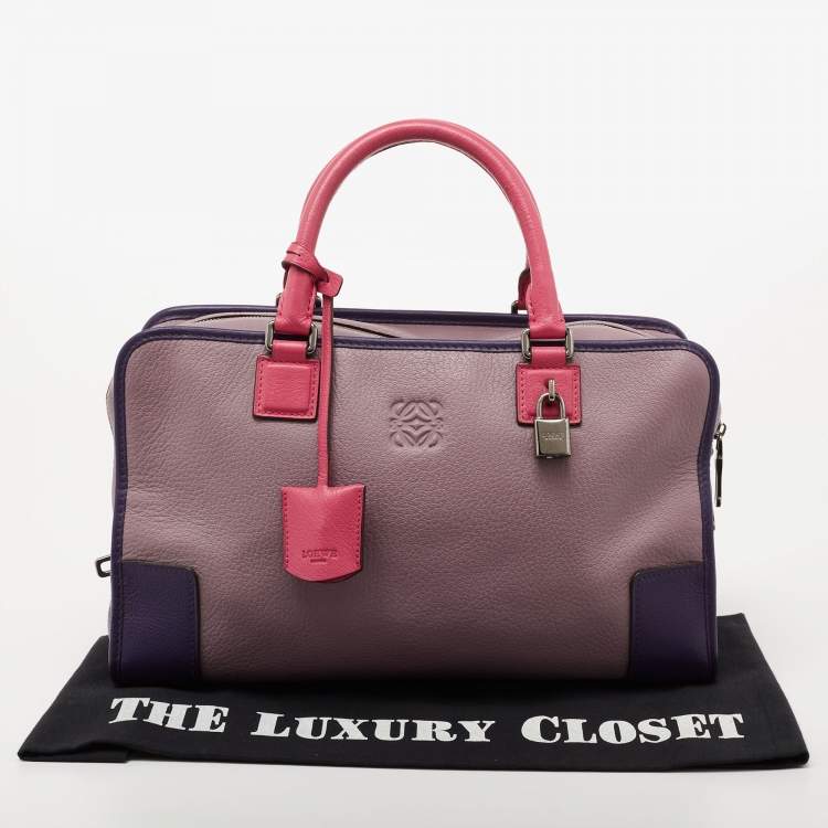 Pre Owned Loewe Tri Color Leather Amazona Satchel