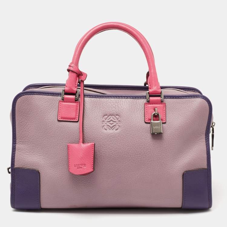 Pre Owned Loewe Tri Color Leather Amazona Satchel