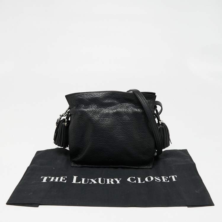 Pre Owned Loewe Black Leather Flamenco Crossbody Bag