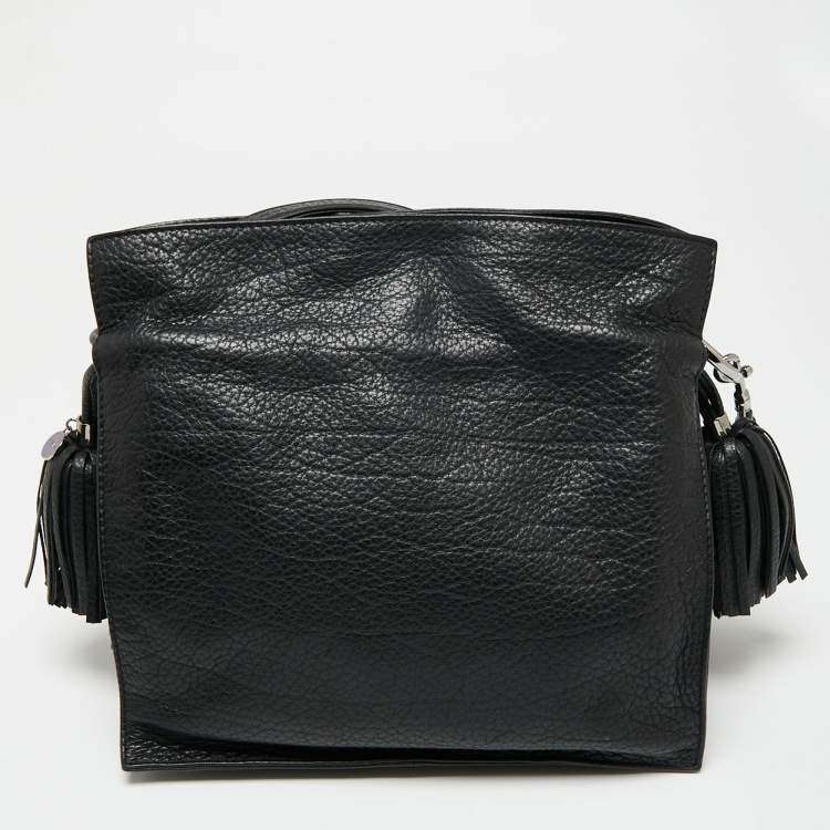 Pre Owned Loewe Black Leather Flamenco Crossbody Bag