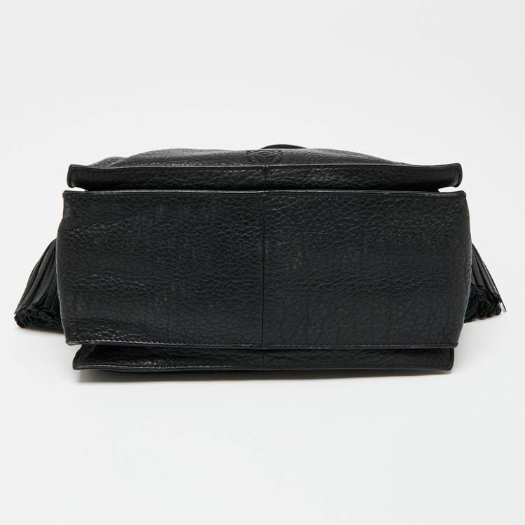 Pre Owned Loewe Black Leather Flamenco Crossbody Bag
