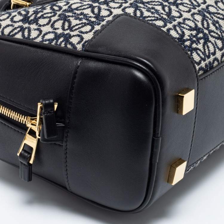 Pre Owned Loewe Black/Blue Leather and Jacquard Canvas Amazona 23 Bag