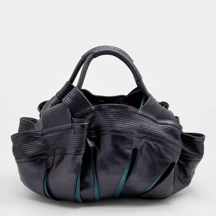 Pre Owned Loewe Metallic Blue Leather Special Edition Satchel