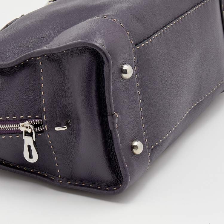 Pre Owned Loewe Purple Leather Wood Handle Amazona 36 Bag